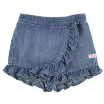 Rufflebutts - Baby Girl Light Wash Denim Ruffled Skort Image 1