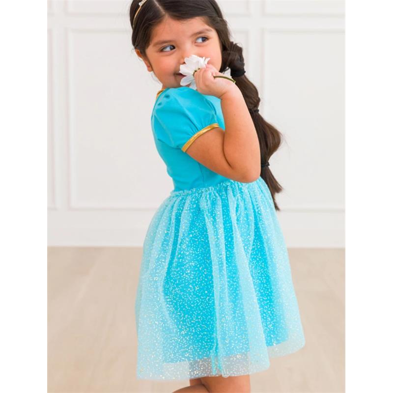 Baby Teal Golden Princess Short Sleeve Princess Bow Twirl Dress - 18-24m by RuffleButts Baby Teal Golden Princess Short Sleeve Princess Bow Twirl Dress - 18-24m by RuffleButts