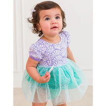 Rufflebutts - Baby Girls Mermaid Princess Bow Twirl Romper Image 1