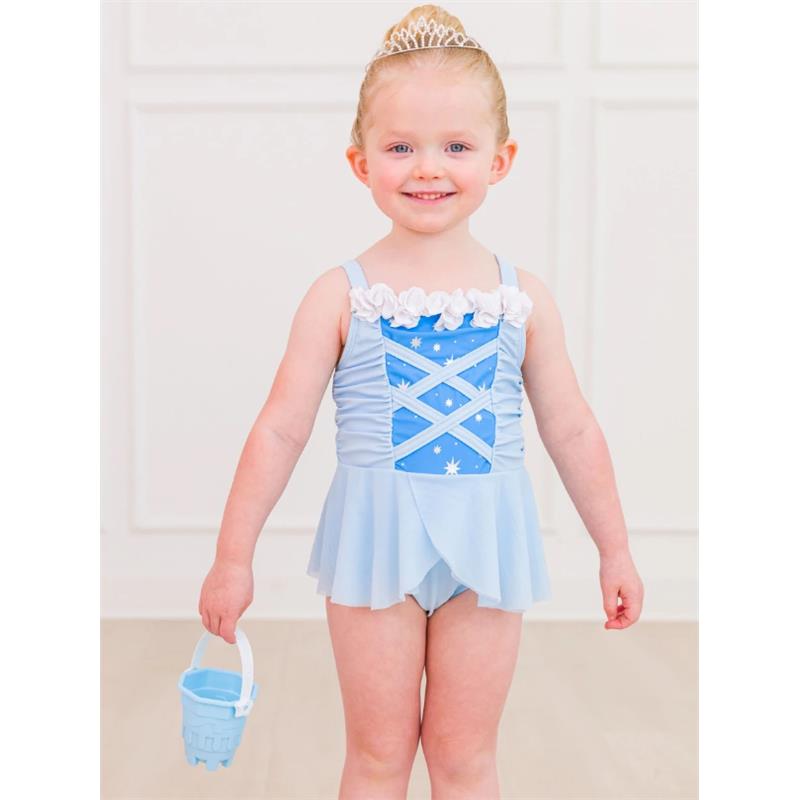 Baby Crystal Blue Princess Dress-Up One Piece Swimsuit - 3-6m by RuffleButts Baby Crystal Blue Princess Dress-Up One Piece Swimsuit - 3-6m by RuffleButts