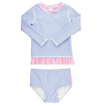Rufflebutts - Periwinkle Blue Seersucker Rash Guard Bikini Image 1