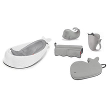 Skip Hop - Baby Bath Tub, 3-Stage Smart Sling Tub, Moby, White & Moby Baby Bath Essential Set, Grey  Image 1