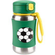 Skip Hop - Toddler Sippy Cup with Straw, Sparks Stainless Steel Straw Bottle, Soccer Image 1