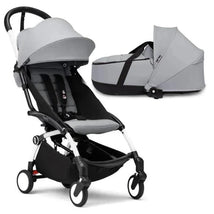 Stokke - Yoyo³ Stroller Bundle, Black And White Frame | Stone 6+ Color Pack | Stone Bassinet Image 1