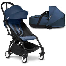 Stokke - Yoyo³ Stroller Bundle, Black Frame | 6+ Air France Color Pack | Navy Bassinet Image 1