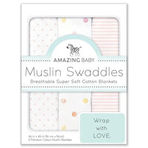 Swaddle Designs - 3Pk Muslin Swaddle Blankets, Pink Party Image 1