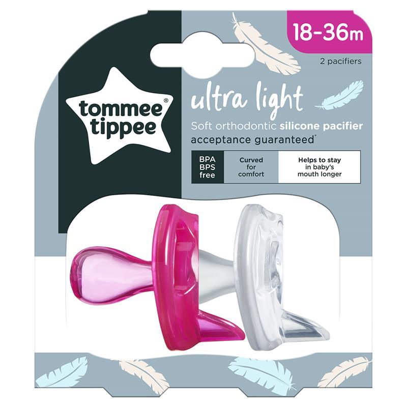 Tommee Tippee - Ultra Light Pacifier, 18/36M, Pink/White