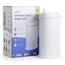 Ubbi Fluted Stainless Steel Diaper Pail, White Image 1