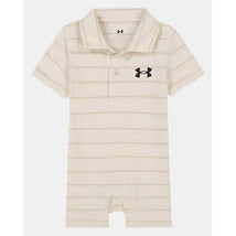 Under Armour - Baby Short Sleeve Stripe Polo Shortall Comb Cotton, Stone Image 1