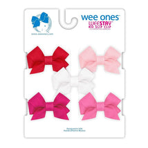 Wee Ones - 5Pk Tiny Grosgrain Hair Bows, Red, Light Pink, White, Shocking Pink & Hot Pink Image 1