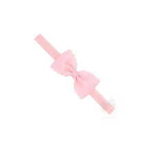 Wee Ones - Baby Girls' Grosgrain Scalloped Edge Hair Bowtie on a Elastic Band Light Pink Image 1