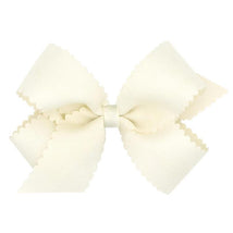 Wee Ones - Classic Grosgrain Hair Bow with Scalloped Edges, Medium, Antique White Image 1