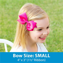 Wee Ones Girls' Classic Grosgrain Hair Bow on a Matching Baby Hair Band, For All Hair Types, Small Bow, 6-24 Months, Light Pink Image 2