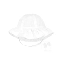 Wee ones - Girls Reversible Ruffle Brim Eyelet Sun Hat, White Image 1