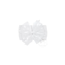 Wee Ones Medium Satin Edge Double Organza Bow On Baby Band, White Image 1