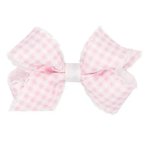 Wee Ones - Mini Gingham Print With Moonstitch Trimmed Bow, Light Pink Image 1