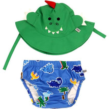 Zoocchini Baby Swim Diaper & Sun Hat Set, Devin Dino & Friends Image 1
