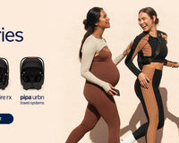 Pipa series baby car seats with moms walking and stroller, featuring pipa aire, rx, and urbnn models