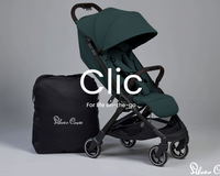Silver Cross Clic stroller in green with carry bag, compact design for on-the-go parents