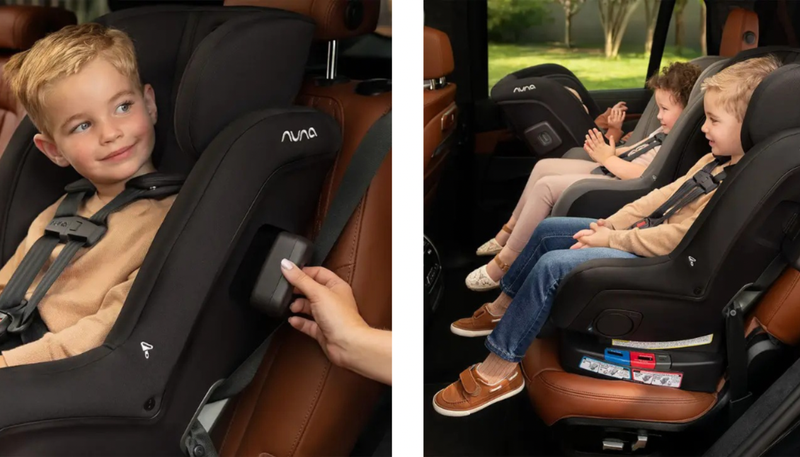 Nuna car seat with child, showcasing safety features and comfortable fit for kids in vehicle