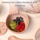 Primo Passi - Silicone Carrot Freezer + Food Feeder + Spoon 2-Pack + Suction Bowl + Suction Plate + Training Cup And Snack Cup - Rose Pink