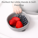 Primo Passi - Silicone Carrot Freezer + Food Feeder + Spoon 2-Pack + Suction Bowl + Suction Plate + Training Cup And Snack Cup - Senior Grey