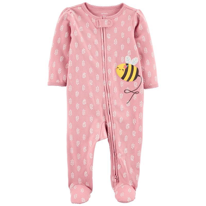 Carters - Baby Girl Bumble Bee 2-Way Zip Cotton Sleep & Play, Pink Image 1