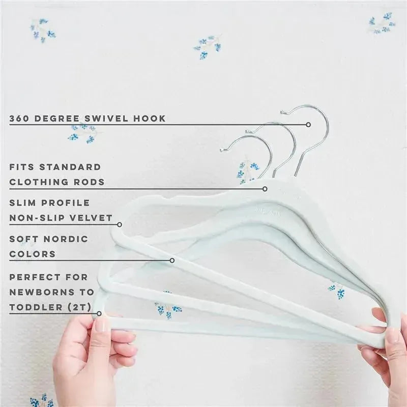 3 Sprouts - Velvet Baby Hangers, Non-Slip, Durable, Pack of 15, Blue Image 6