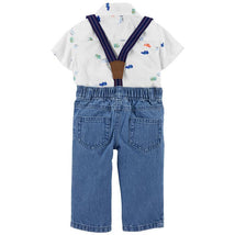 Carters - Baby Boy 2Pk Bodysuit & Suspender Pant Set, White/Blue Image 3