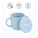 Primo Passi - Silicone Carrot Freezer + Food Feeder + Spoon 2-Pack + Suction Bowl + Suction Plate + Training Cup And Snack Cup - Dusty Blue
