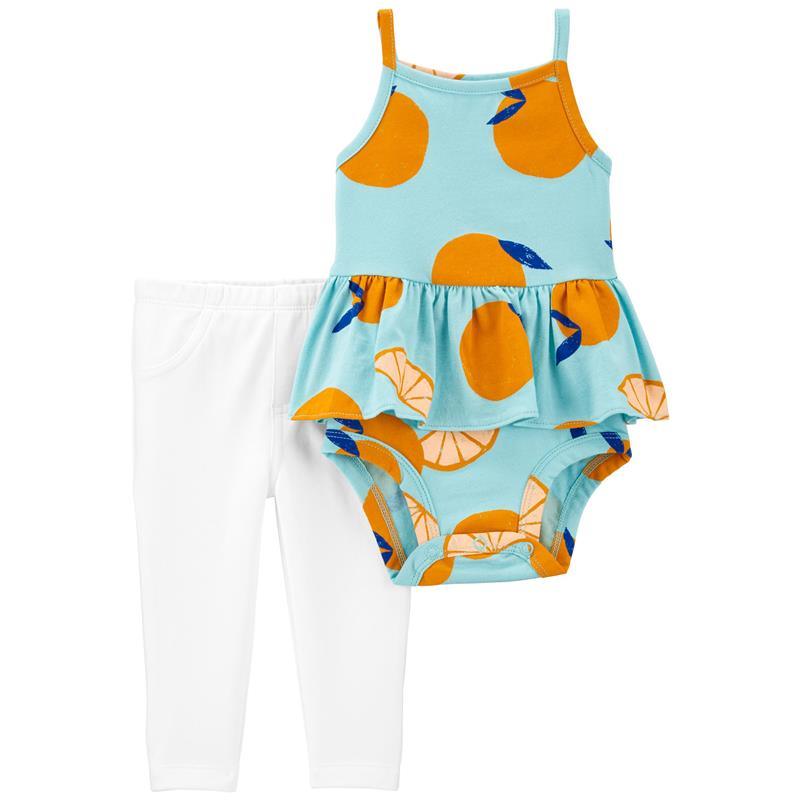 Carters - Baby Girl 2Pk Tank Bodysuit Pant Set, Blue Image 1