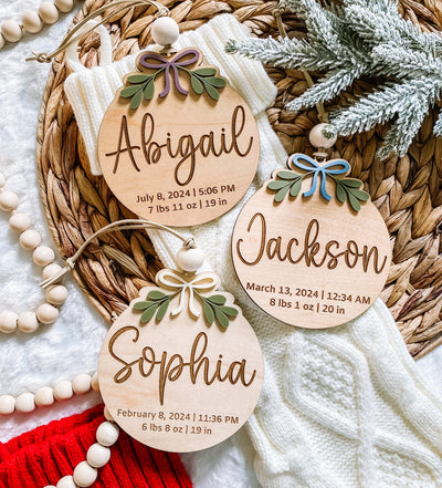 3D Customized Baby's 1st Christmas Ornament -  Holly