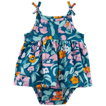 Carters - Baby Girl Floral Sunsuit, Navy Image 1