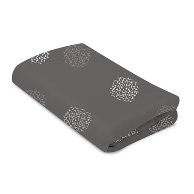 Grey bassinet sheet with a geometric pattern, designed for the 4 Moms Mamaroo Sleep bassinet.