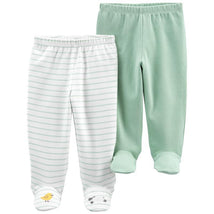 Carter's - 2-Pack Baby Cotton Footed Pants- White/Green Image 1
