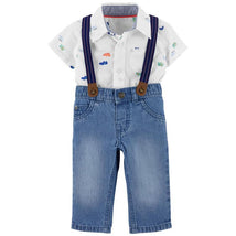 Carters - Baby Boy 2Pk Bodysuit & Suspender Pant Set, White/Blue Image 1
