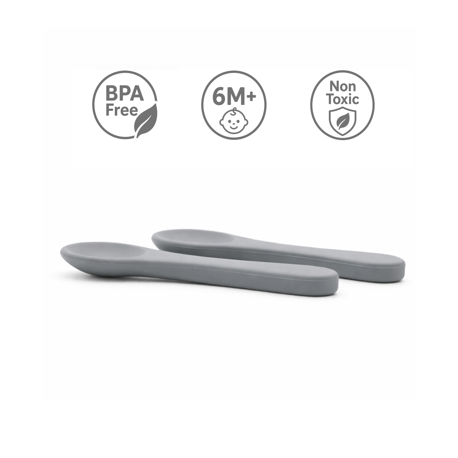Primo Passi - Silicone Carrot Freezer + Food Feeder + Spoon 2-Pack + Suction Bowl + Suction Plate + Training Cup And Snack Cup - Senior Grey