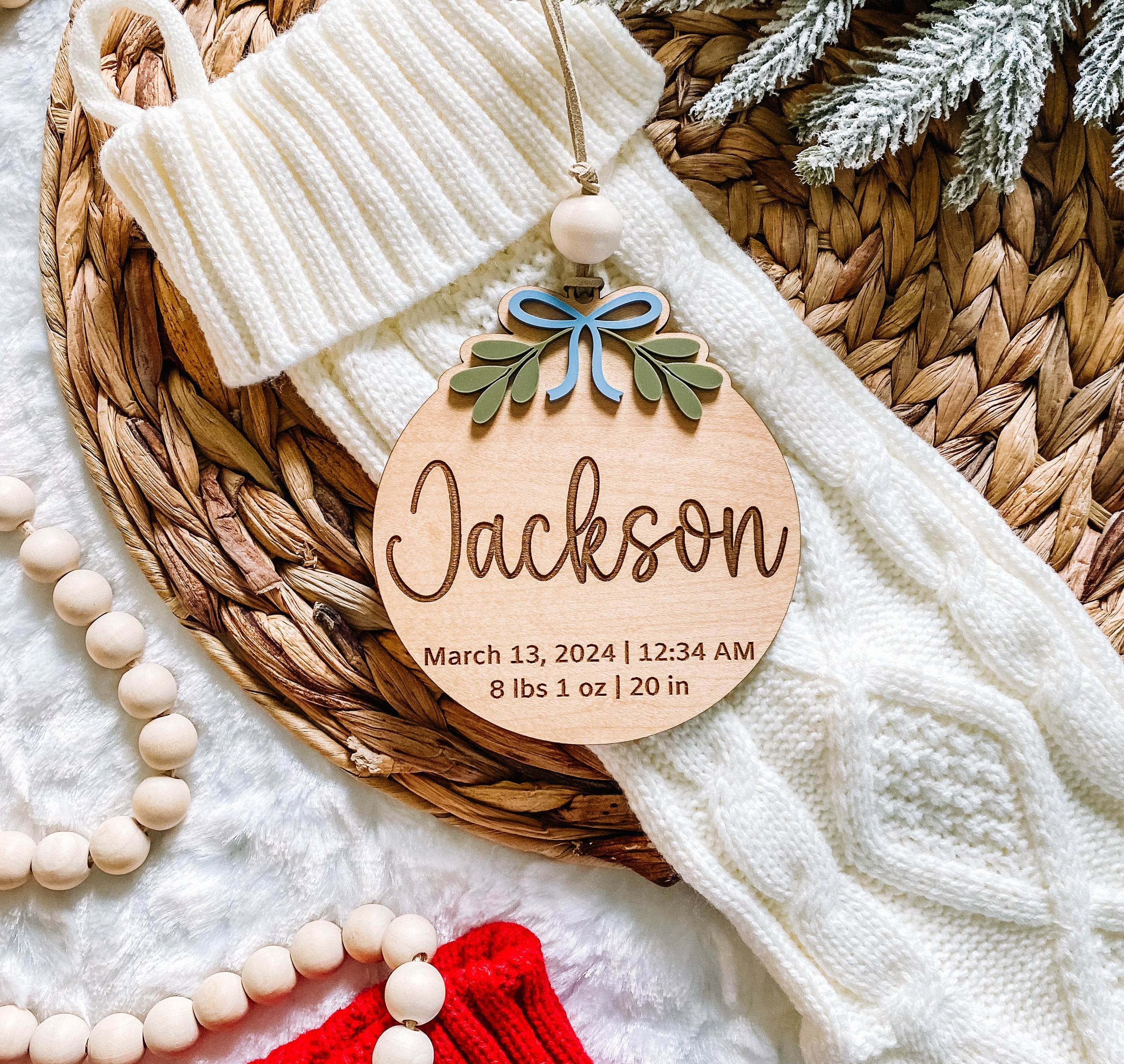 3D Customized Baby's 1st Christmas Ornament -  Holly