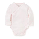 Kissy Kissy - Baby Girl Pointelle Long Sleeve Cross Bodysuit, Pink Image 1
