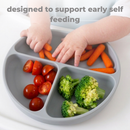 Primo Passi - Silicone Carrot Freezer + Food Feeder + Spoon 2-Pack + Suction Bowl + Suction Plate + Training Cup And Snack Cup - Dusty Blue