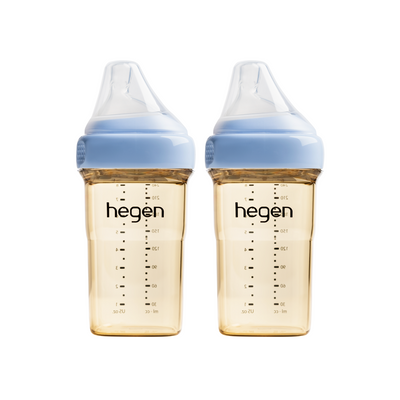 Hegen PPSU Anti-Colic Baby Bottle - 3 to 6 Months - 240ml/8oz - Blue - 2-Pack