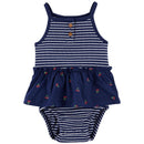 Carters - Baby Girl Striped Cherry Sunsuit, Navy Image 1