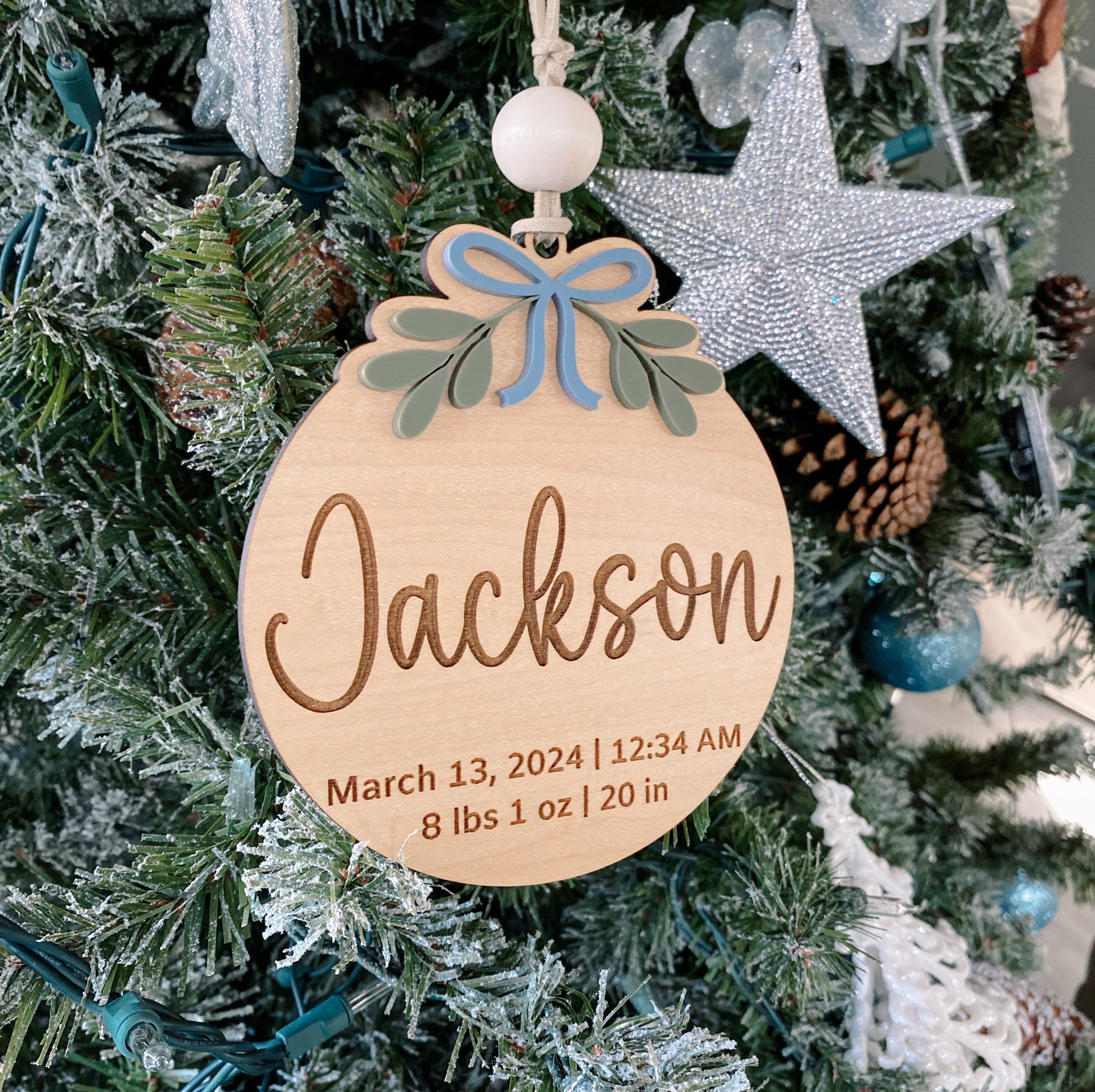 3D Customized Baby's 1st Christmas Ornament -  Holly