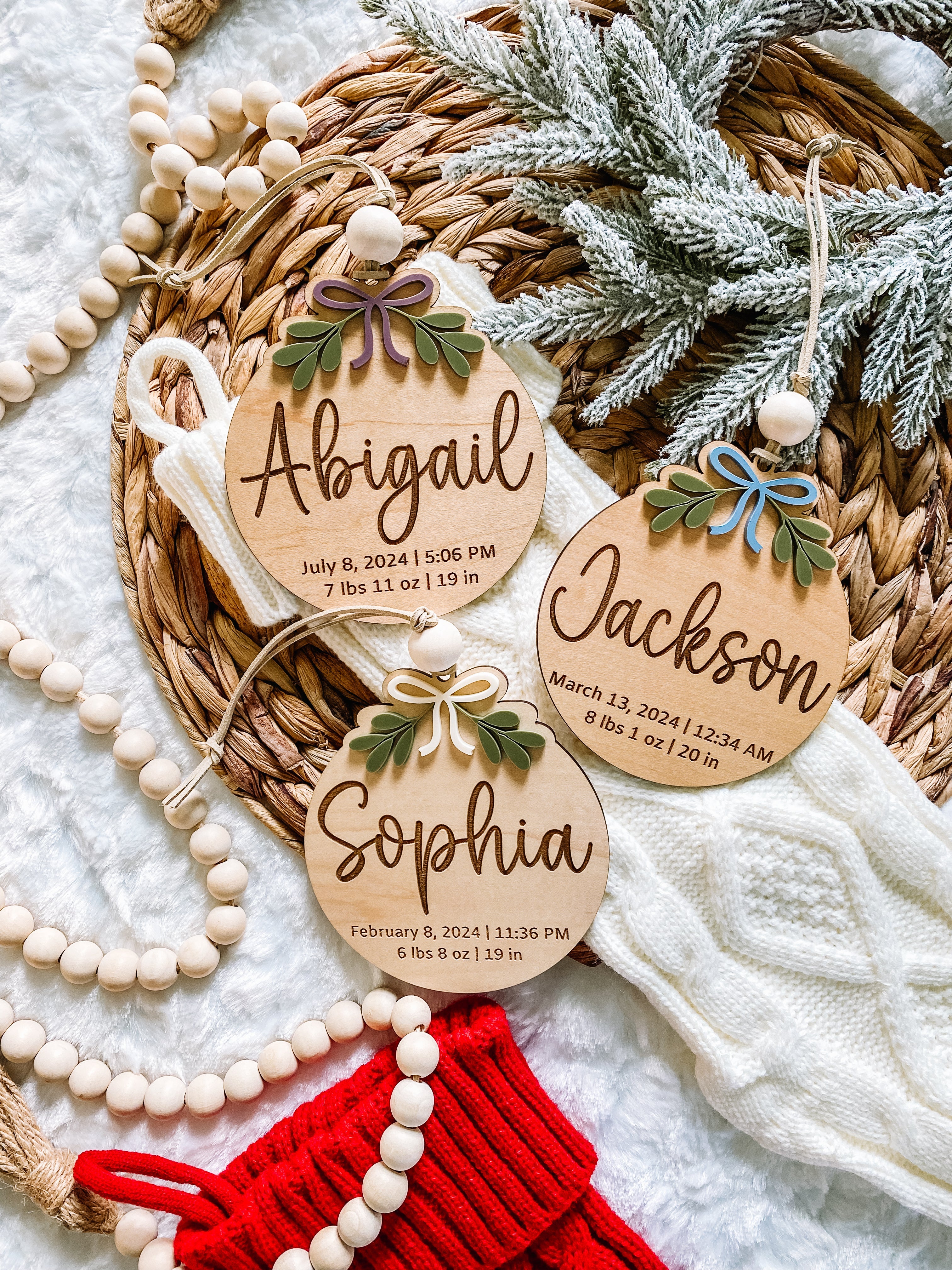 3D Customized Baby's 1st Christmas Ornament -  Holly