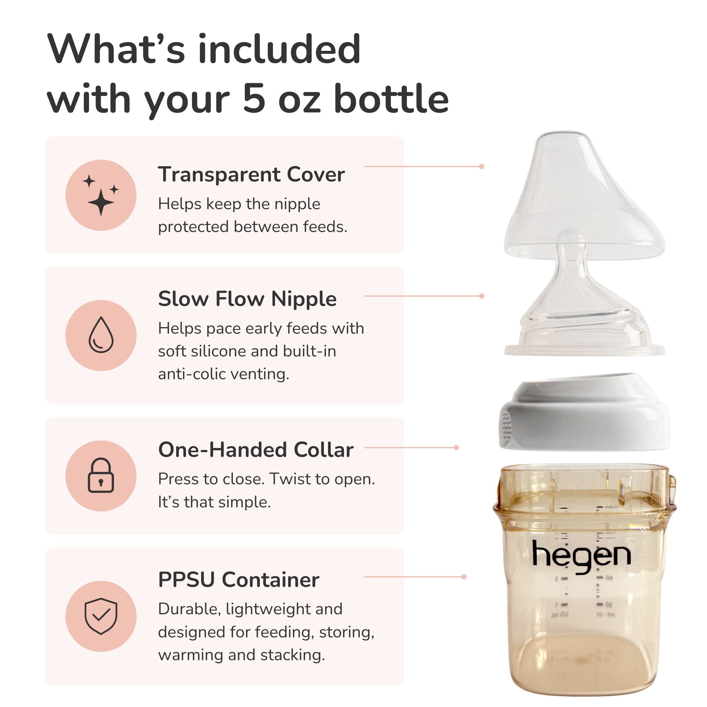 Hegen PPSU Anti-Colic Baby Bottle - 1 to 3 Months 150ml/5oz - Purple - 2-Pack