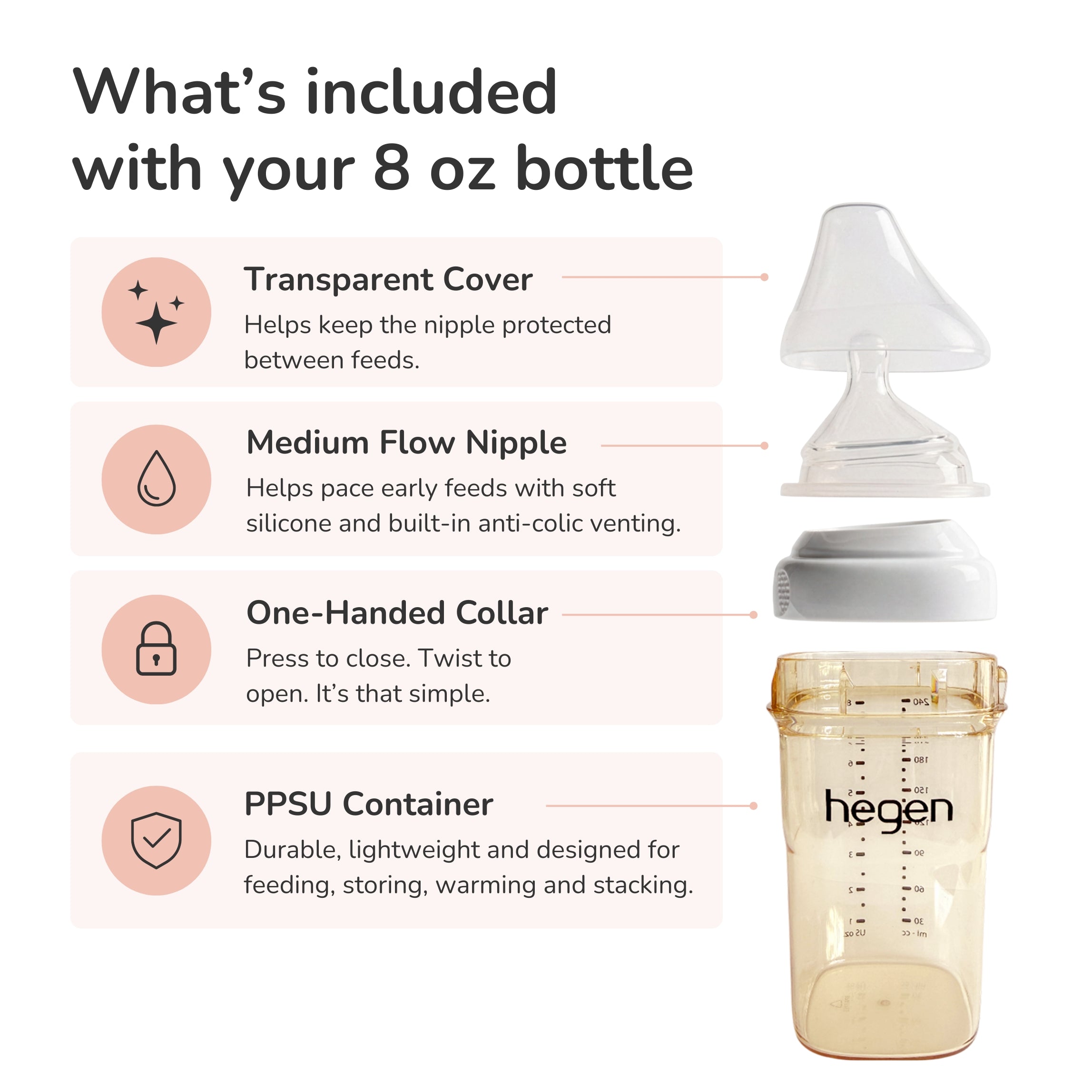 Hegen PPSU Anti-Colic Baby Bottle - 3 to 6 Months - 240ml/8oz - Purple - 2-Pack