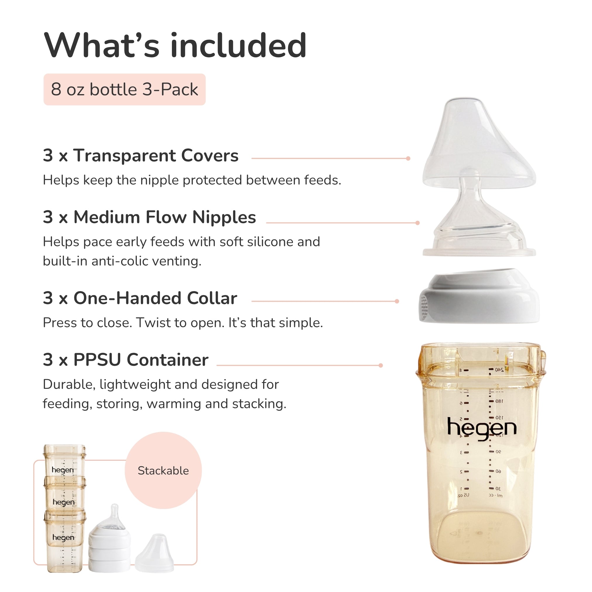 8oz Baby Bottle 3-Pack