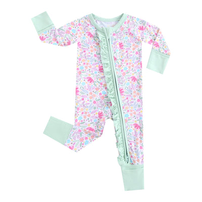 Tiny Blooms Ruffled Zippered Baby Romper