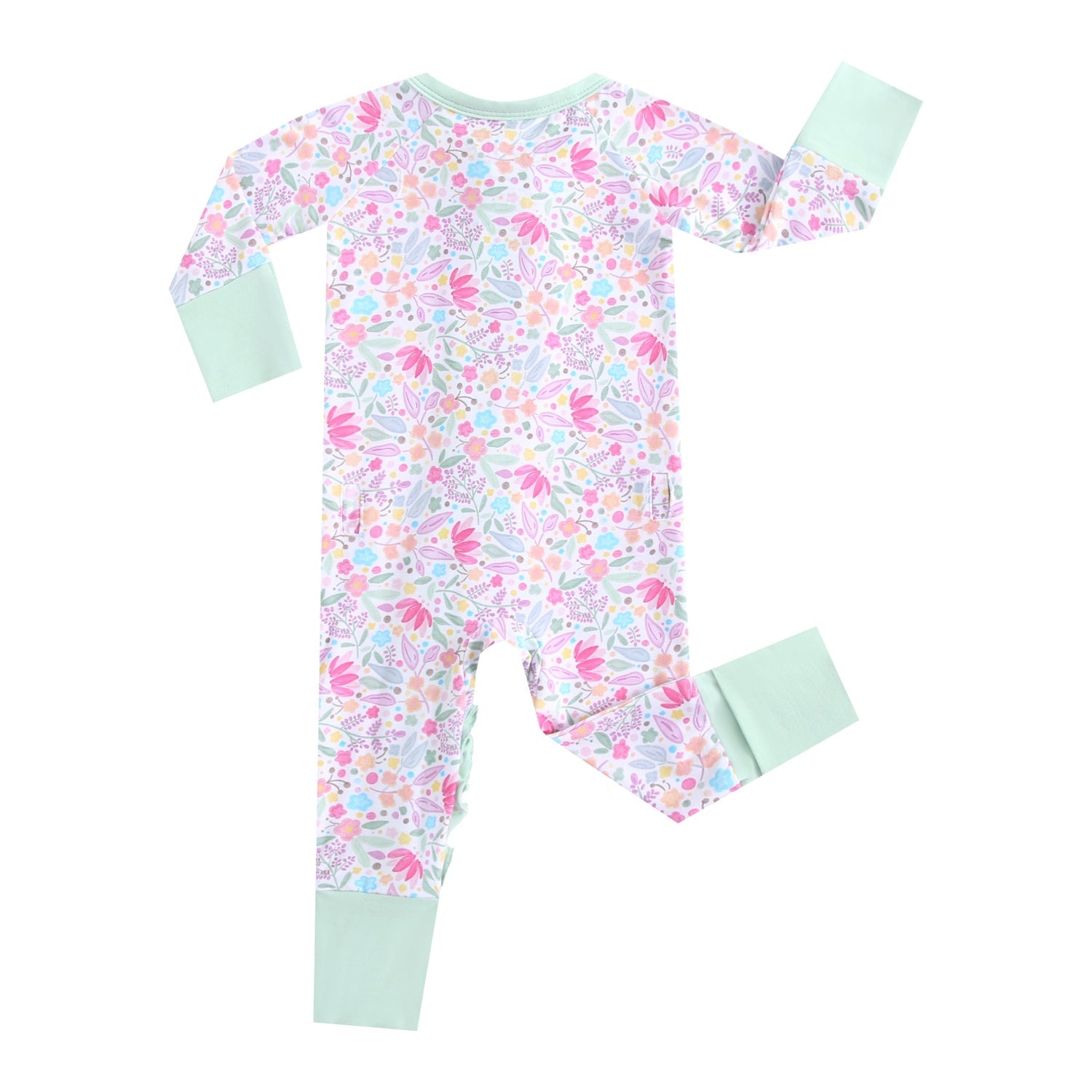 Tiny Blooms Ruffled Zippered Baby Romper