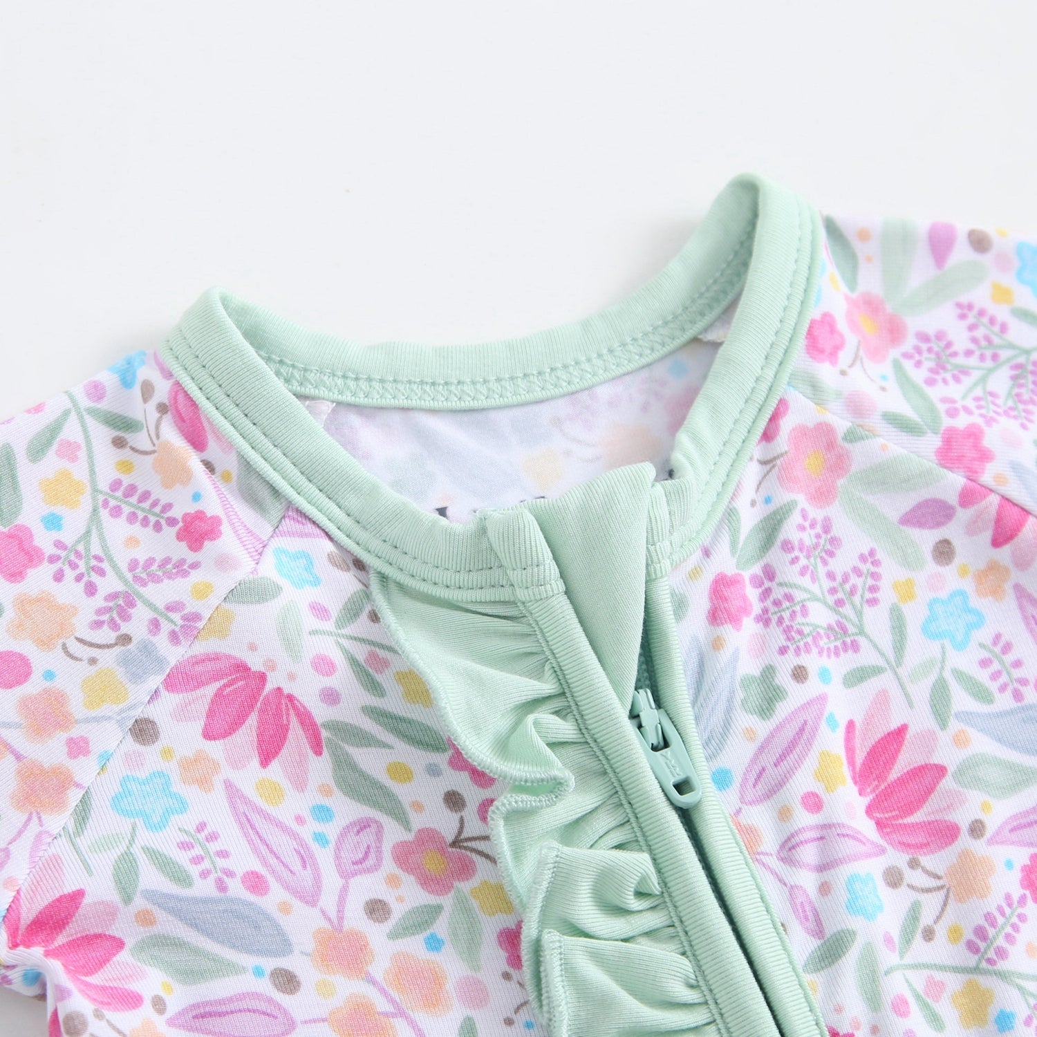 Tiny Blooms Ruffled Zippered Baby Romper